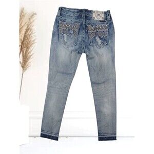 Miss Me Distressed Signature Ankle Skinny Women's Cropped Jeans Size 28